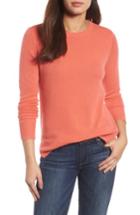 Petite Women's Halogen Crewneck Cashmere Sweater, Size P - Coral