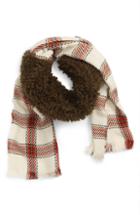 Women's Emanuel Geraldo Faux Fur & Plaid Scarf, Size - Green