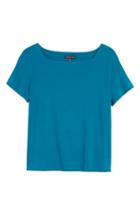 Women's Eileen Fisher Square Neck Jersey Top, Size - Blue/green
