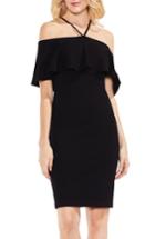 Women's Vince Camuto Ruffle Off The Shoulder Halter Sweater Dress - Black