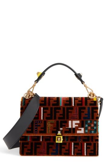 Fendi Kan I Tappetino Velvet Shoulder Bag - Brown