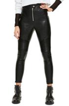 Women's Missguided Faux Leather Crop Biker Pants Us / 10 Uk - Black