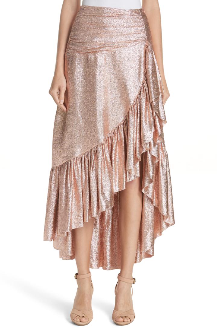 Women's Ulla Johnson Axelle Metallic Silk Blend Skirt