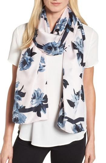 Women's Kate Spade New York Night Rose Silk Oblong Scarf, Size - Pink