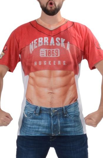 Men's Faux Real College Sports Suit & Tie Costume T-shirt - Red