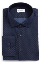 Men's Calibrate Trim Fit Jacquard Dress Shirt .5 32/33 - Blue