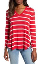 Women's Everleigh V-neck Striped Tunic Tee - Red