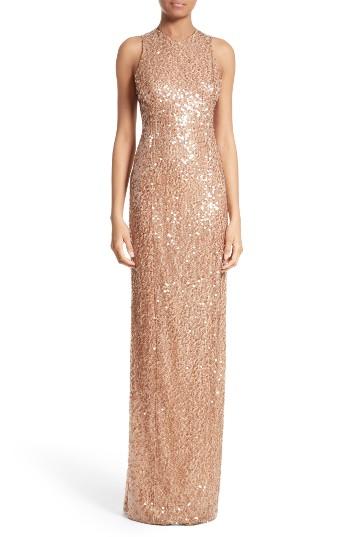 Women's Galvan Sequin Racerback Gown Us / 36 Fr - Metallic
