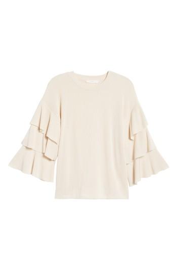 Women's Ribbed Ruffle Sleeve Top