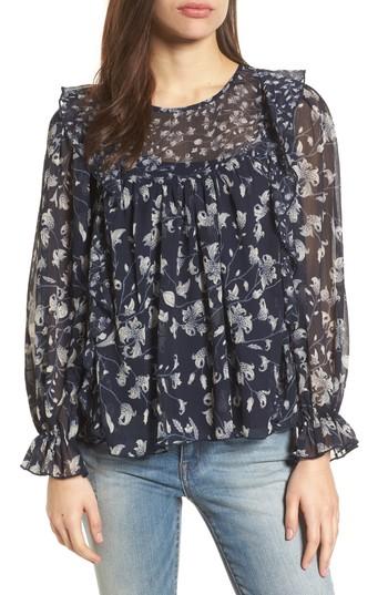 Women's Lucky Brand Ruffled Floral Top - Blue