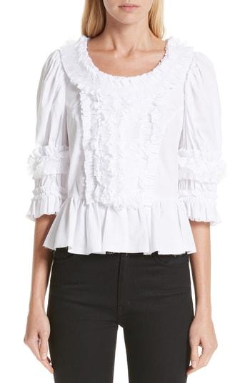 Women's Comme Des Garcons Elbow Sleeve Blouse - White