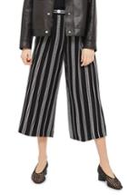 Women's Topshop Crop Wide Leg Stripe Trousers Us (fits Like 0) - Black
