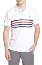 Men's Lacoste Sport Colored Bands Technical Pique Tennis Polo (xl) - White