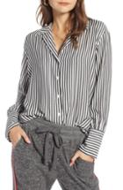 Women's Treasure & Bond Blouson Stripe Boyfriend Shirt, Size - Black