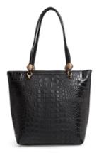 Sondra Roberts Croc Embossed Faux Leather Tote - Black