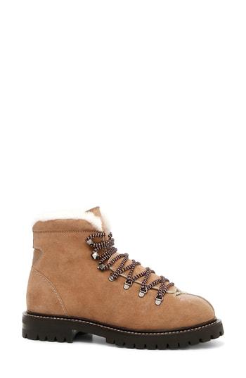 Women's Valentino Garavani Trekking Combat Boot With Genuine Shearling Trim Us / 35eu - Brown