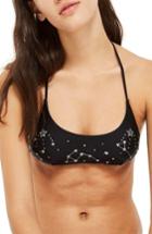 Women's Topshop Cosmic Crop Bikini Top Us (fits Like 0) - Black