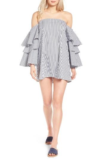 Women's Faithfull The Brand Phi Phi Ruffle Off The Shoulder Dress - Blue