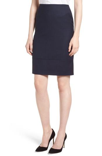 Women's Boss Vibena Wool Suit Skirt - Blue