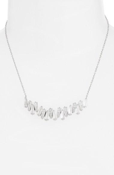 Women's Cz By Kenneth Jay Lane Baguette Cluster Cubic Zirconia Frontal Necklace