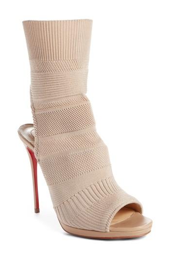 Women's Christian Louboutin Cheminene Sock Sandal Us / 34eu - Beige
