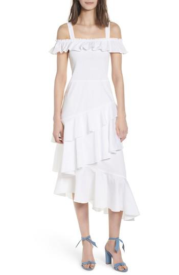 Women's Chelsea28 Ruffle Smocked Cold Shoulder Dress, Size - White