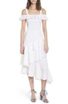 Women's Chelsea28 Ruffle Smocked Cold Shoulder Dress, Size - White