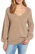 Women's Velvet By Graham & Spencer Blouson Sleeve Cashmere Sweater - Brown