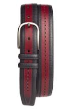 Men's Mezlan Palma Leather Belt - Burgundy/ Black