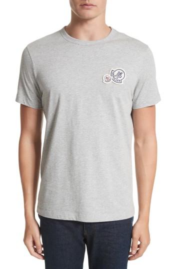 Men's Moncler Patch Detail T-shirt, Size - Grey