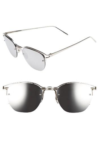 Women's Linda Farrow 55mm Round Sunglasses - White Gold/ Platinum