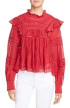 Women's Isabel Marant Etoile Viviana Lace Trim Top Us / 36 Fr - Red