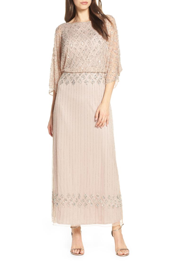 Women's Pisarro Nights Diamond Motif Mesh Blouson Gown (similar To 14w) - Purple