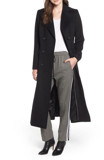 Women's Kristen Blake Double Breasted Long Wool Coat - Black
