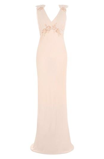 Women's Topshop Bride Floral Applique Sheath Gown Us (fits Like 6-8) - Beige