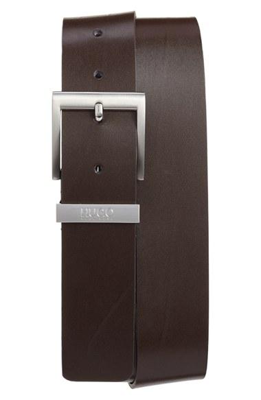 Men's Boss Leather Belt - Dark Brown