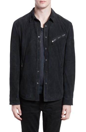 Men's John Varvatos Collection Suede Shirt Jacket Eu - Blue