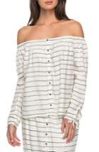 Women's Roxy Print Off The Shoulder Neckline - White