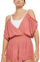 Women's Topshop Gauze Cold Shoulder Cover-up Romper - Pink