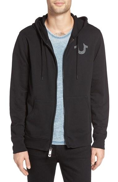 Men's True Religion Brand Jeans Zip Hoodie - Black