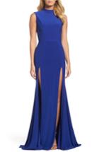 Women's Ieena For Mac Duggal Jersey Double Slit Gown - Blue