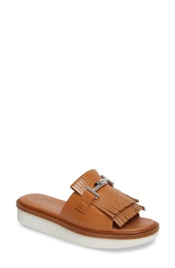 Women's Tod's Studded Fringe Slide Sandal .5us / 38.5eu - Brown