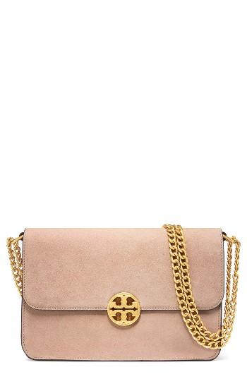 Tory Burch Chelsea Suede Shoulder Bag - Beige
