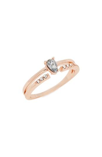 Women's Topshop Fine Double Band Stone Ring