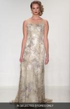 Women's Matthew Christopher Thyme Sleeveless Illusion Embroidered Lace Gown