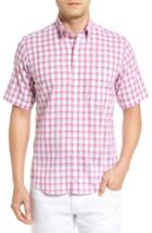 Men's Tailorbyrd Regular Fit Short Sleeve Windowpane Sport Shirt - Pink