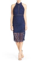 Women's Bardot Gemma Halter Lace Sheath Dress - Blue