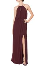 Women's #levkoff Halter Keyhole Blouson Chiffon Evening Dress - Burgundy