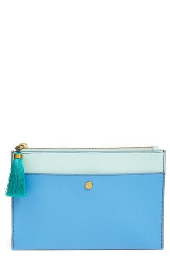 J.crew Medium Color Block Leather Pouch - Blue