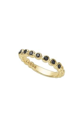 Women's Lagos Black Diamond Caviar Stacking Ring